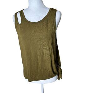 JOYLAB Cut Out Side Tie Olive Green Athletic Tank Top Size Medium